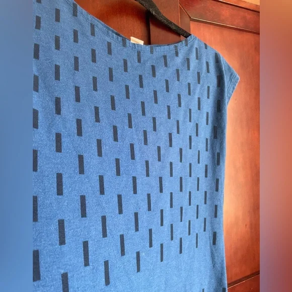 Smoking Lily "oh joyful tunic" graphic dashes print cobalt blue Size Small - Picture 6 of 12